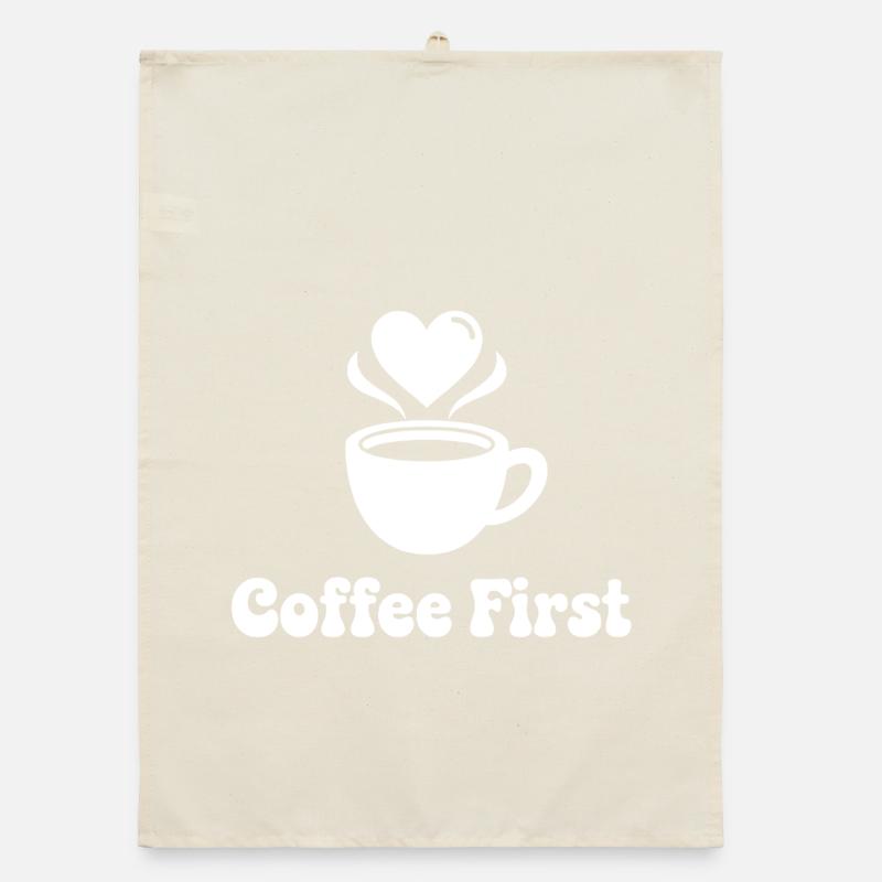 Coffee First Heart Design Organic dish towel