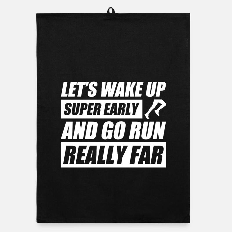 Let's wake funny running jogging runner Organic dish towel