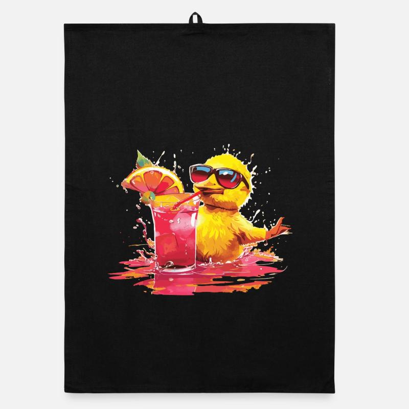 Cool chick with cocktail and sunglasses Organic dish towel