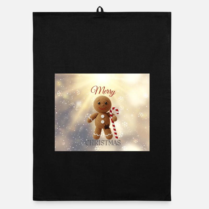 Gingerbread Man with Candy Cane Christmas Organic dish towel