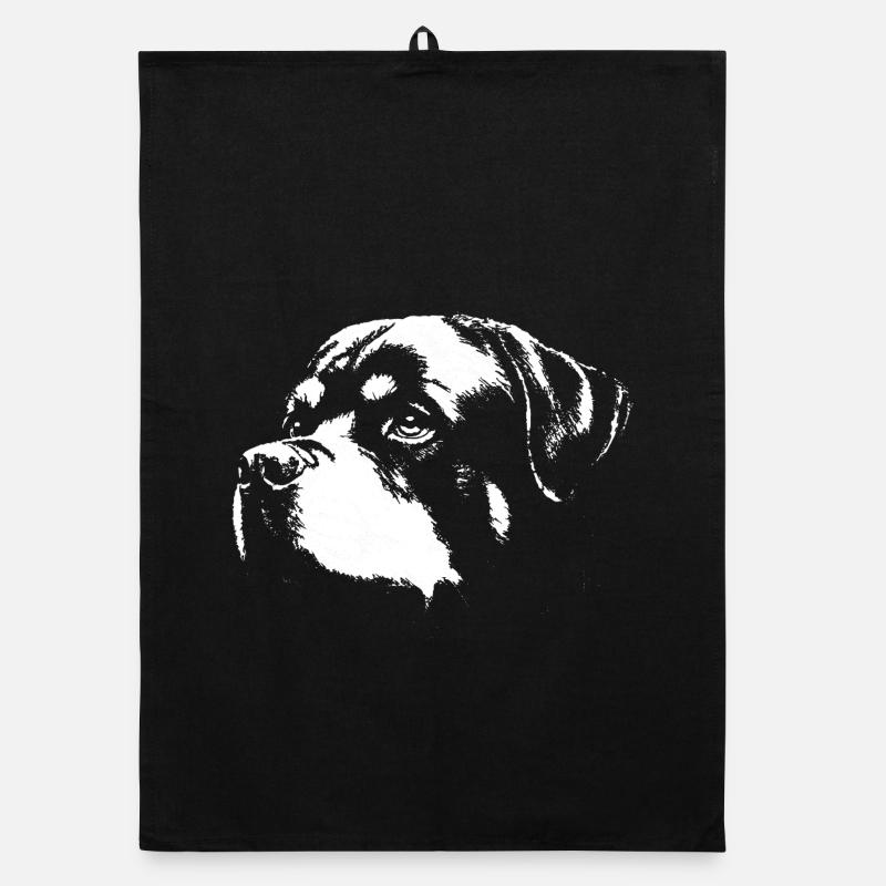Hund Rott Silhouette Schwarz-Weiß Organic Geschirrtuch