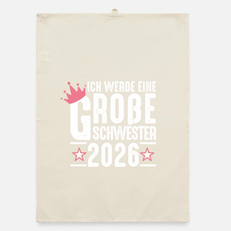 Ich werde Große Schwester 2026 Schwangerschaft Organic Geschirrtuch