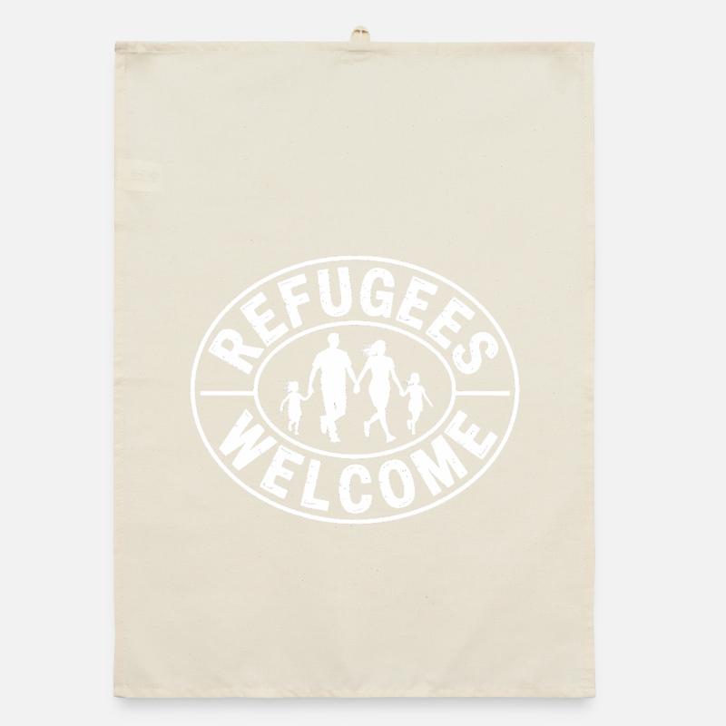 Refugees Welcome - Antifascist Merch Organic dish towel