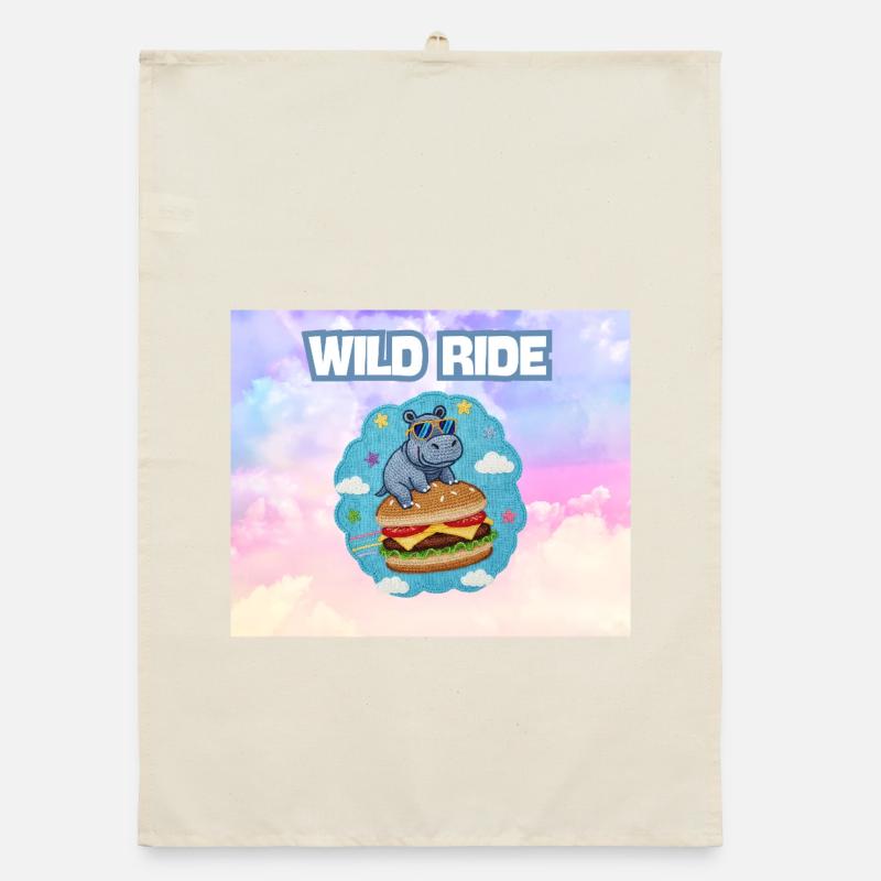 Wild Ride Hippo Burger Patch Organic dish towel