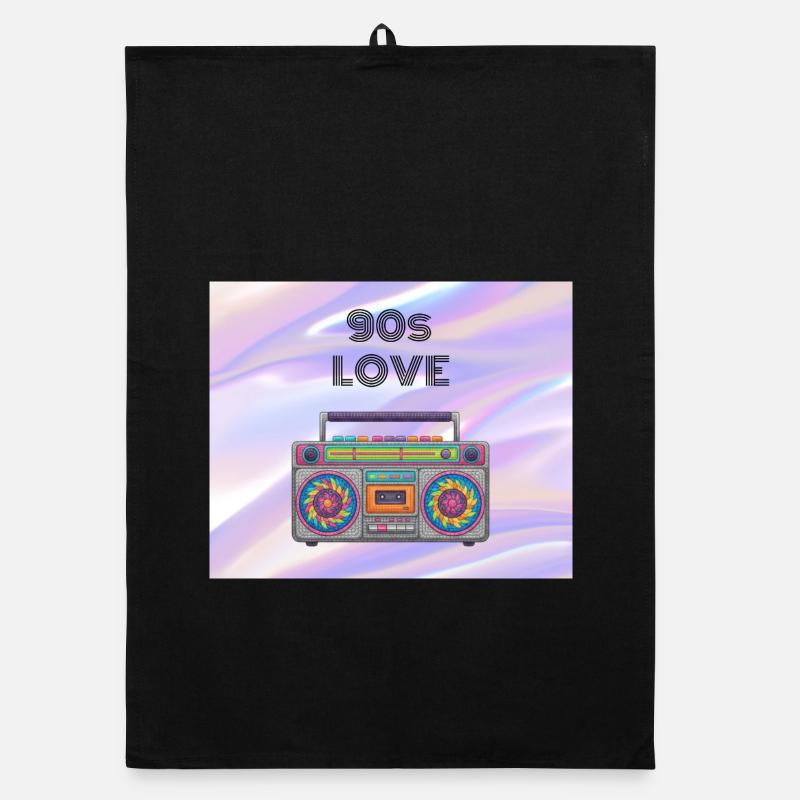 90s Liebe Boombox - Organic Geschirrtuch - Schwarz