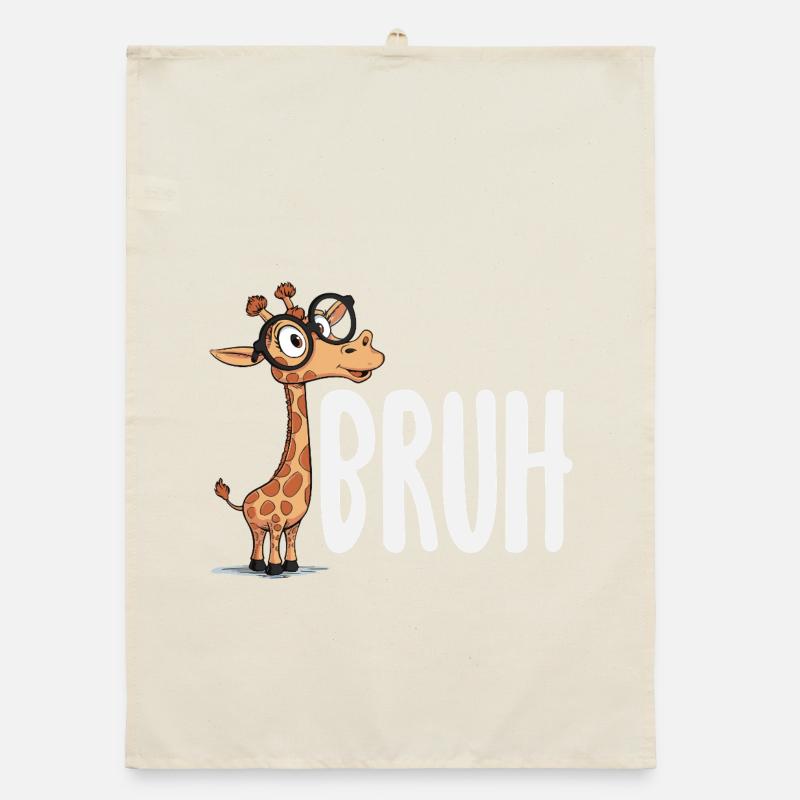 Bruh Giraffe mit Brille Lustiges Meme Organic Geschirrtuch
