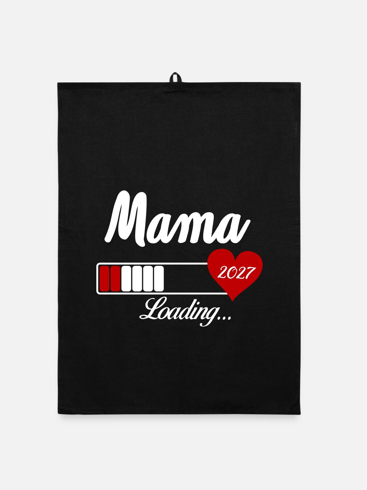 Mama Loading 2027 Herz - Organic Geschirrtuch - Schwarz - Vorne