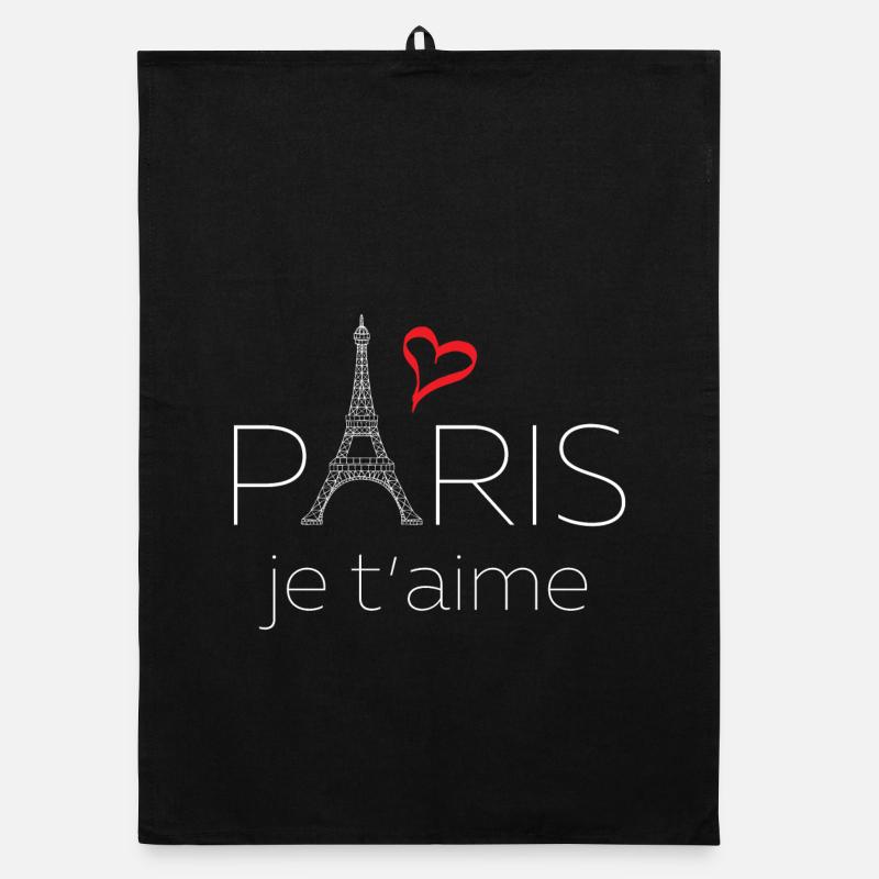 Paris Je T'aime - Organic Geschirrtuch - Schwarz