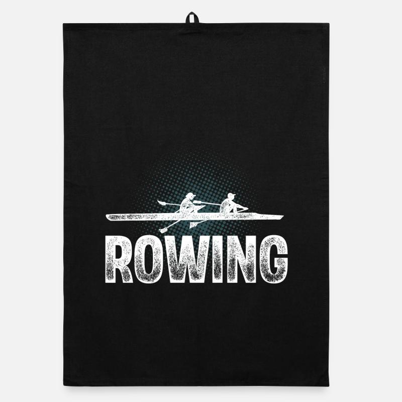 Rudern Ruderer Ruderboot - Organic Geschirrtuch - Schwarz