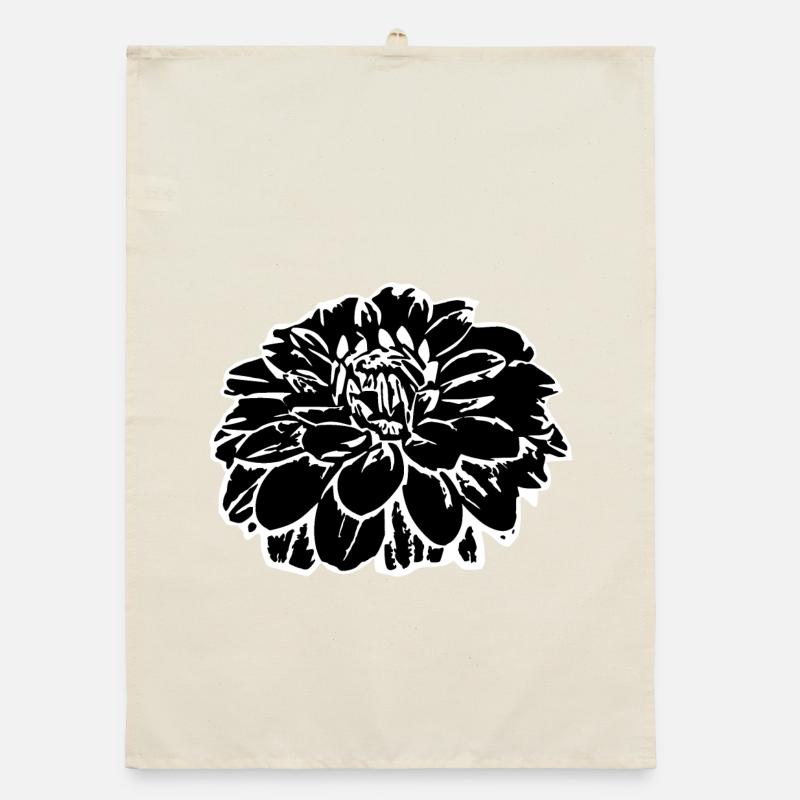 Fleur fleurs noires fleurs noires fleurs graphiques Torchon bio
