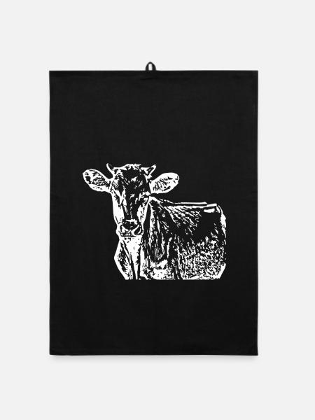 T-shirt de vache personnalisé cadeau pour les agriculteurs - Torchon bio - noir - Devant