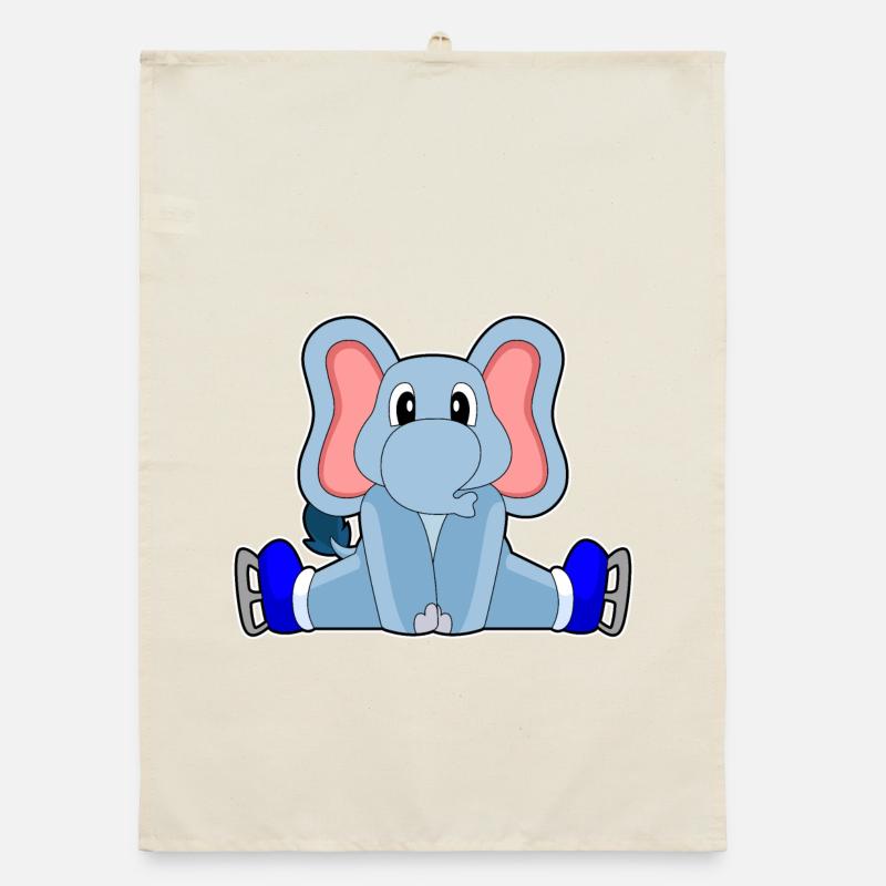 Elefant Eislaufen Schlittschuhe Organic Geschirrtuch