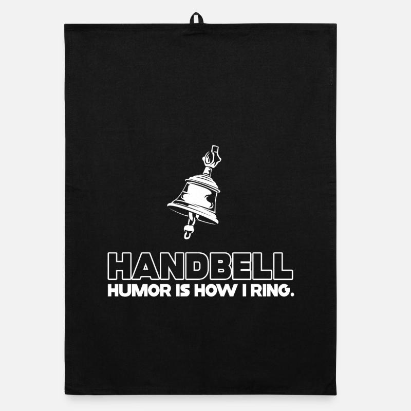 Handbell Humor Ring Tee - Organic dish towel - black