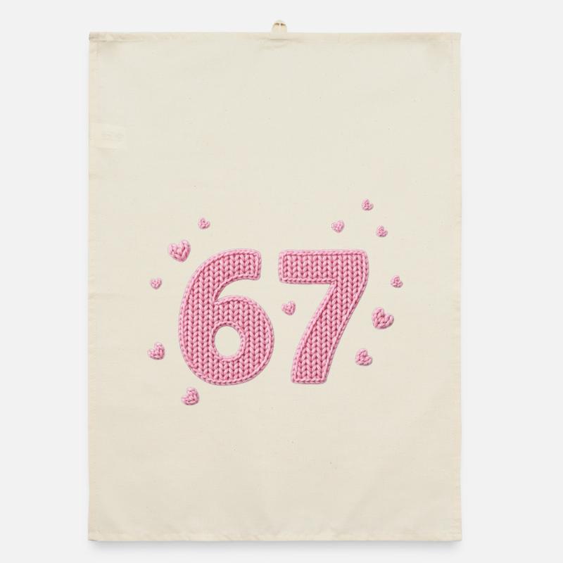 6 7 Meme – Pink Heart Pattern Organic Geschirrtuch