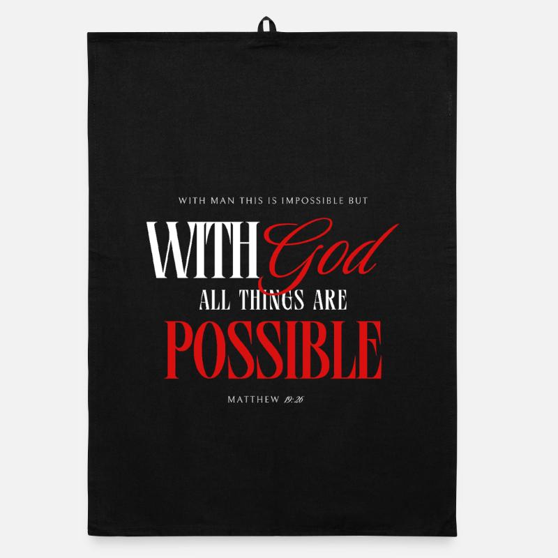 Avec Dieu, tout est possible - Torchon bio - noir