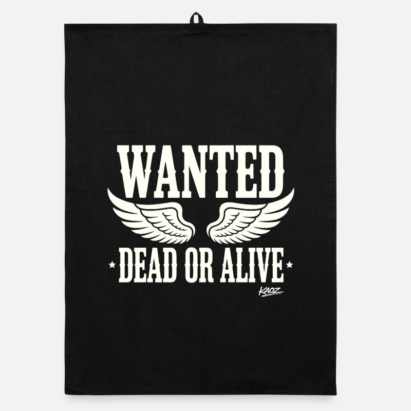 Wanted Dead or Alive with wings Organic dish towel