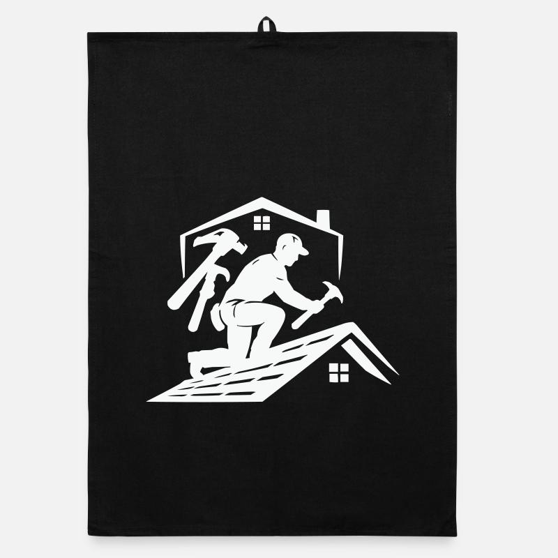 Dachdecker Silhouette am Dach Organic Geschirrtuch