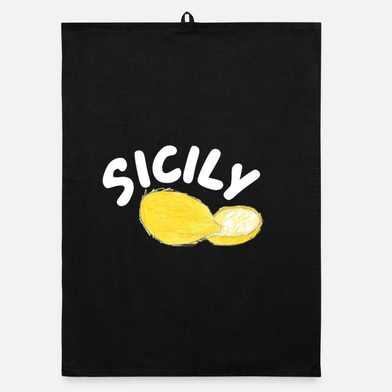 Illustration des citrons de Sicile - Sicile Torchon bio
