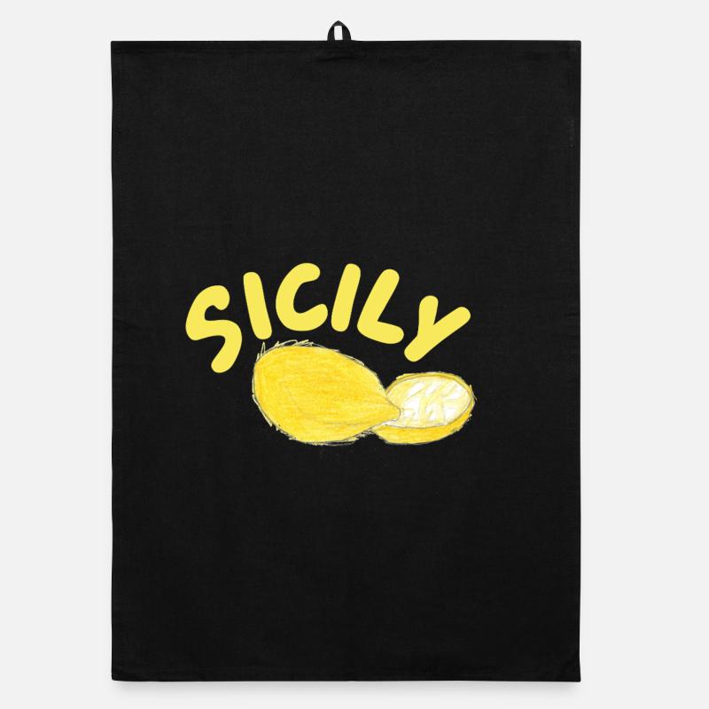 Sicily Lemons Illustration - Sicily Organic dish towel