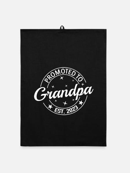 Promu au rang de Grand-père Badge - Torchon bio - noir - Devant