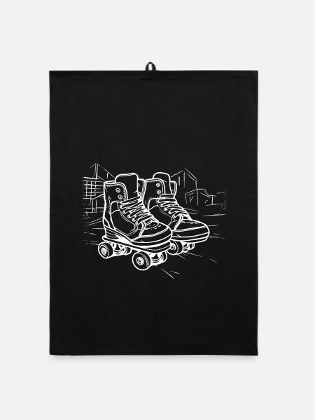 Rollerskates - Organic Geschirrtuch - Schwarz - Vorne