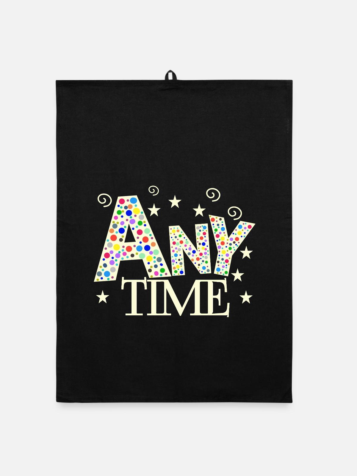 any time text - Organic Geschirrtuch - Schwarz - Vorne