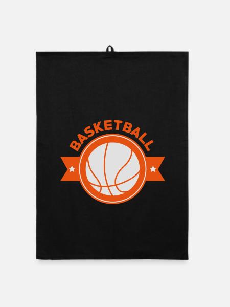 Basketball - Basket Ball - Game - Sport - Player - Organic Geschirrtuch - Schwarz - Vorne