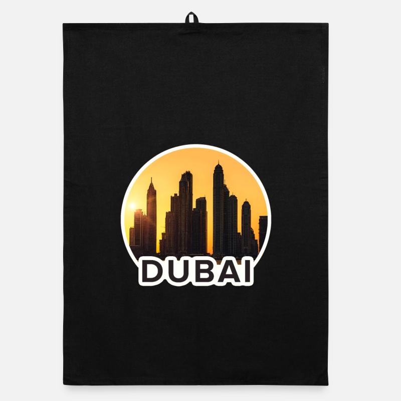 Dubai Skyline Sunset Organic dish towel