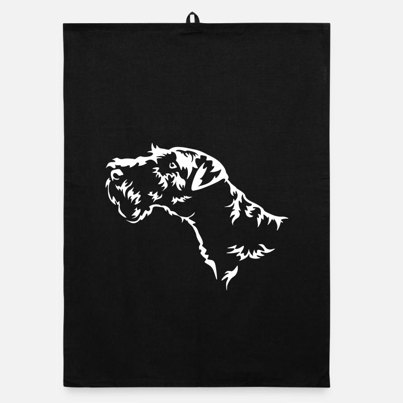 Welsh Terrier Kopf "Black Edition" - Organic Geschirrtuch - Schwarz