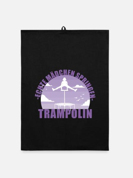 Echte Mädchen springen Trampolin Geschenk - Organic Geschirrtuch - Schwarz - Vorne