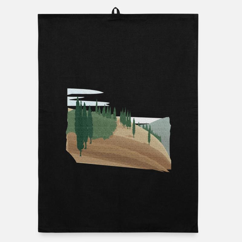 Pine forest hilly landscape with structure (modific.) Organic dish towel
