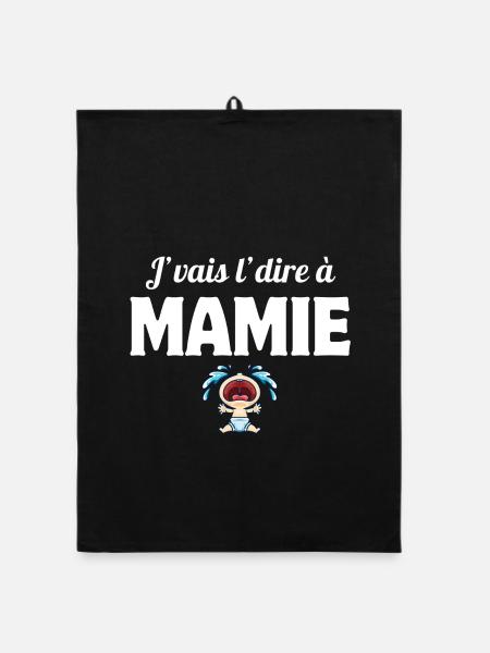 j'vais l'dire, enfant, super mamie - Torchon bio - noir - Devant