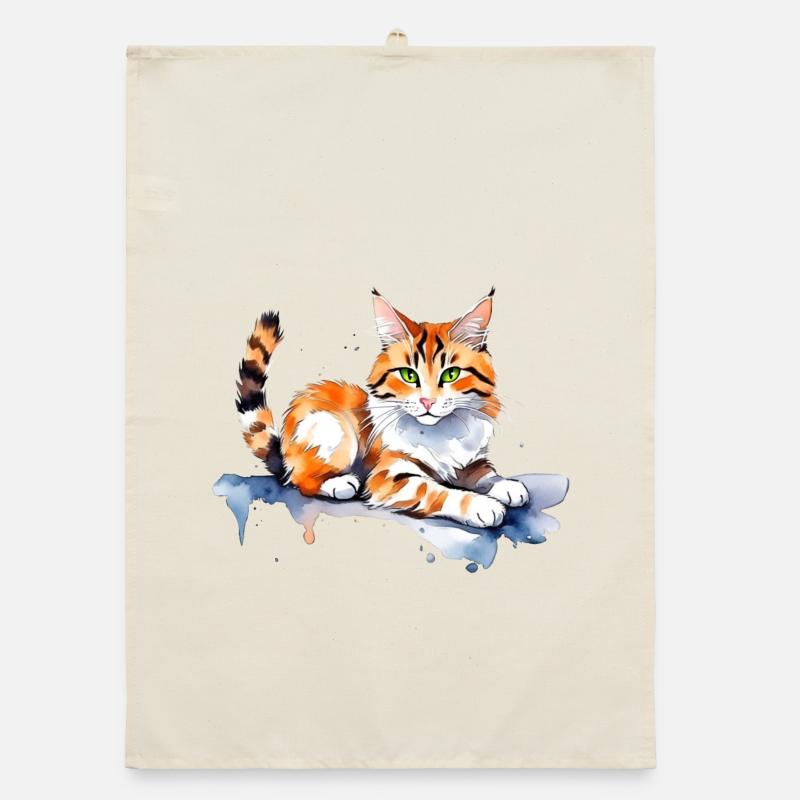 Cat in the snow Organic dish towel
