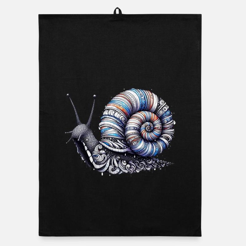 Schnecke - Organic Geschirrtuch - Schwarz