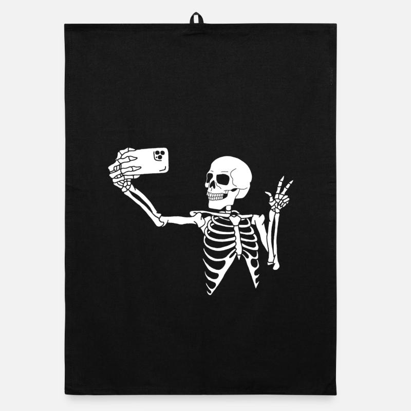 Deadly Selfie (White) Organic dish towel