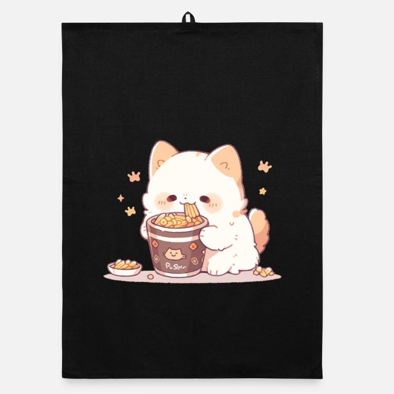 Spaghetti cats - Cat is having fun with past Organic dish towel