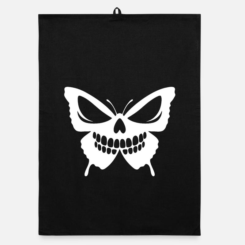 Intricate Butterfly Skull Design Organic dish towel