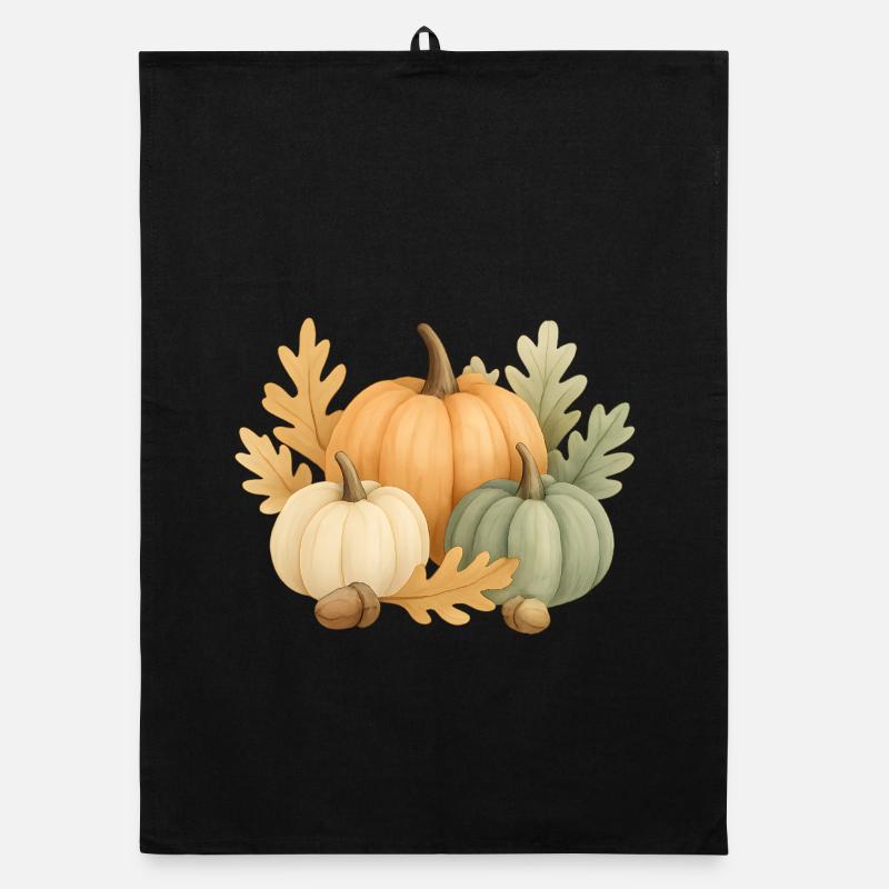  Kürbisse, Eichenlaub & Eicheln Organic Geschirrtuch