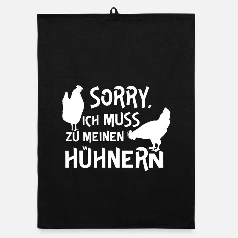 Humorvolles Hühner-Design mit Text - Organic Geschirrtuch - Schwarz