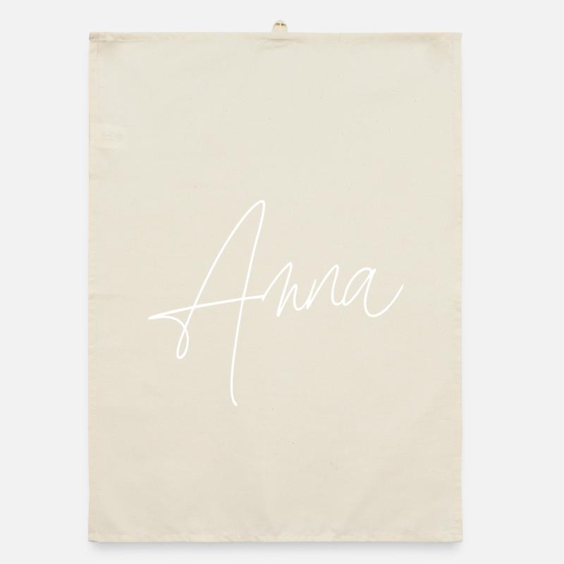 Anna / Handwriting Personalized Design (White) Organic dish towel