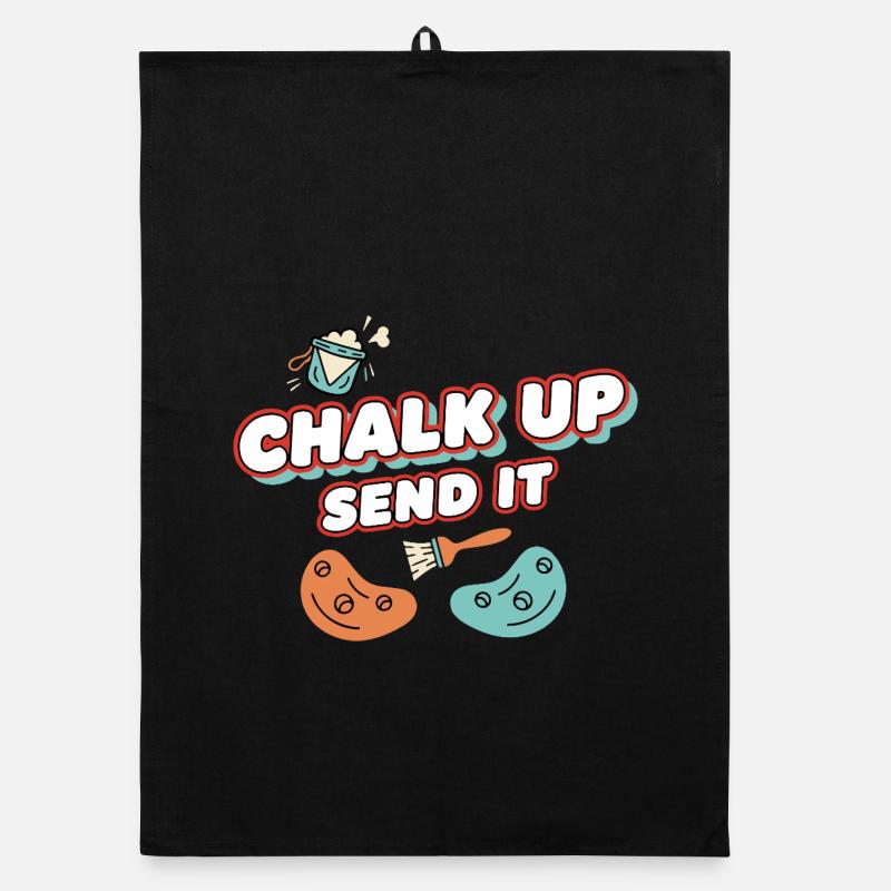 Chalk Up Send It Rock Climbing Fun Organic dish towel