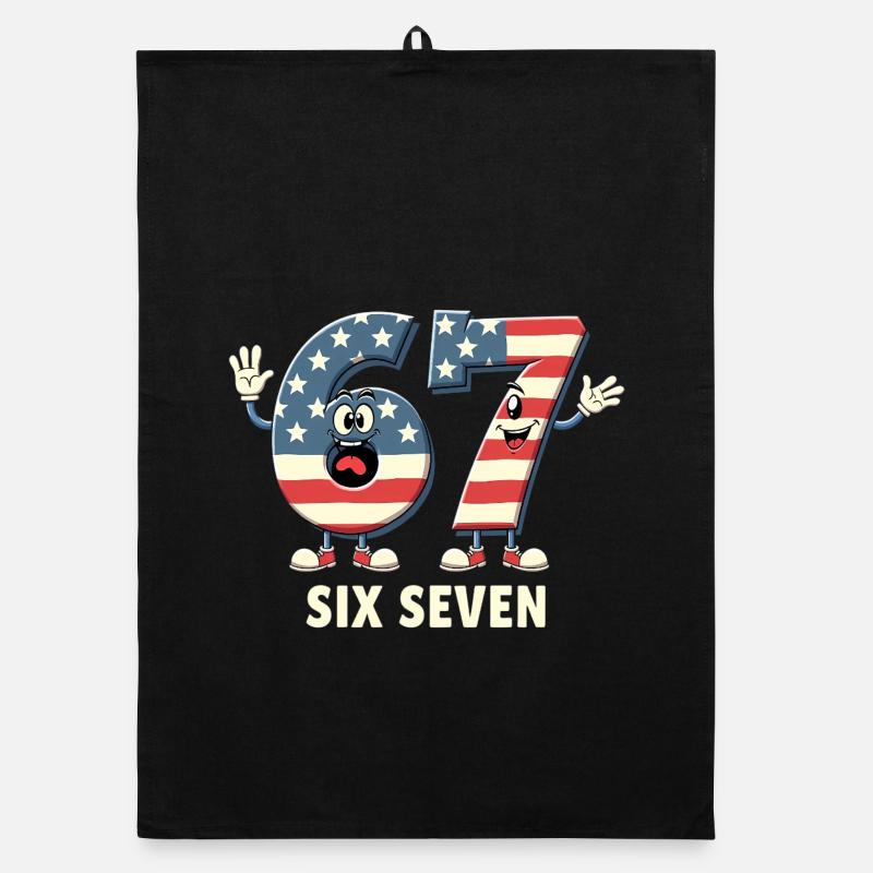 US Flag 67 Memes Six Seven - Organic Geschirrtuch - Schwarz