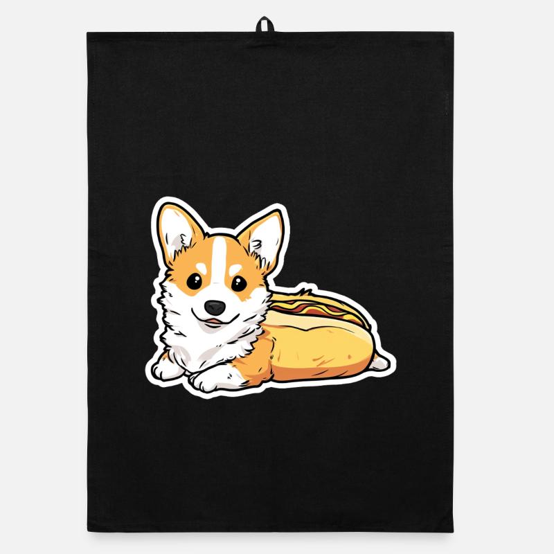 Süßer Corgi-Hotdog-Brötchen-Aufkleber Organic Geschirrtuch