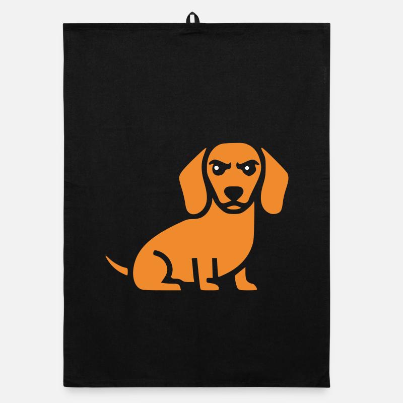 Dackel Hund Flat Design - Organic Geschirrtuch - Schwarz