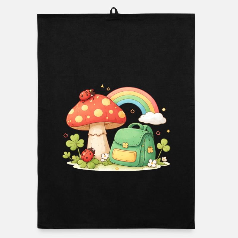 Kawaii Mushroom Rainbow Backpack Child School Design Organic dish towel