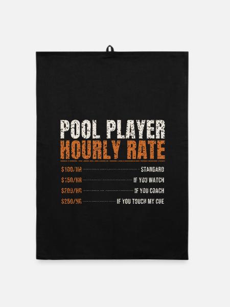 Pool Player Hourly Rate - Organic dish towel - black - Front