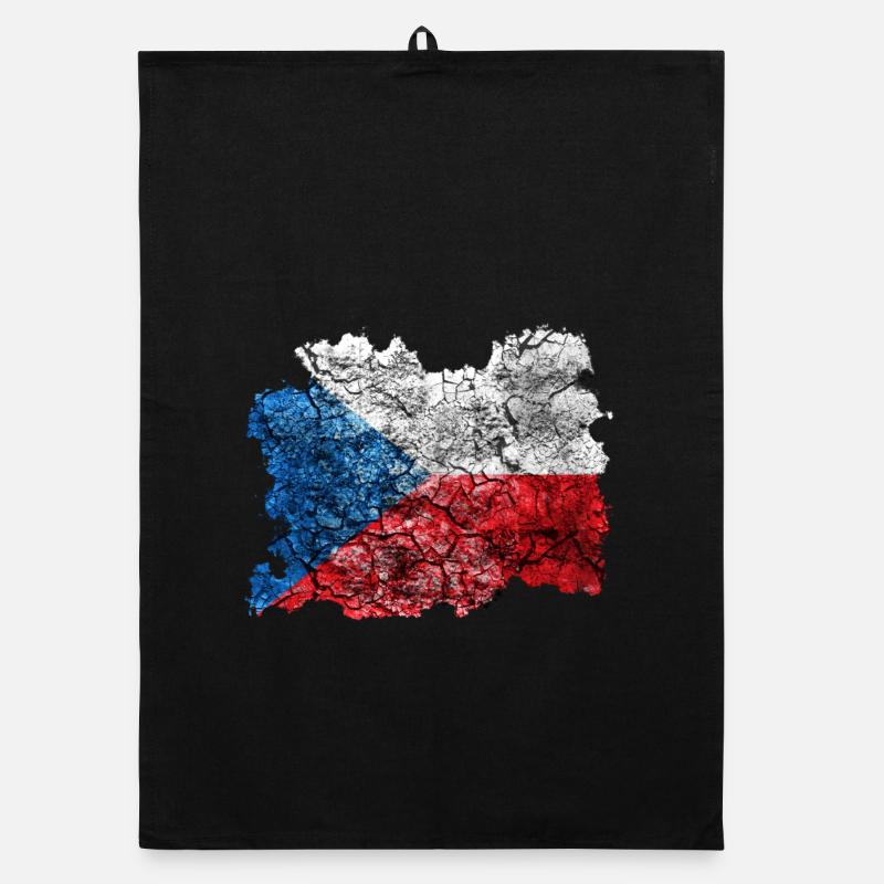 République Tchèque Drapeau Vintage Torchon bio