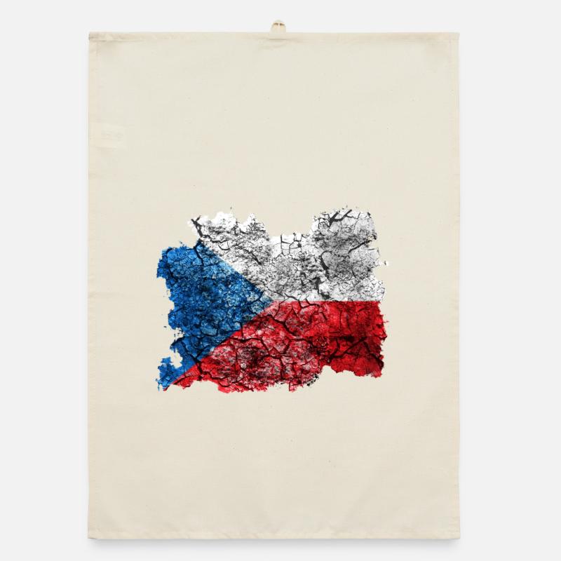 République Tchèque Drapeau Vintage Torchon bio