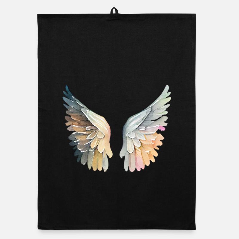 Ailes d'ange pastel artistic - Torchon bio - noir