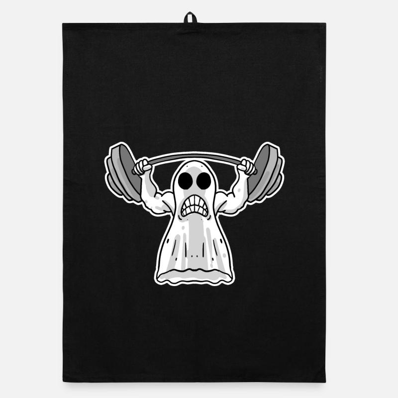 Lifting Weight - Ghost Motif Organic dish towel